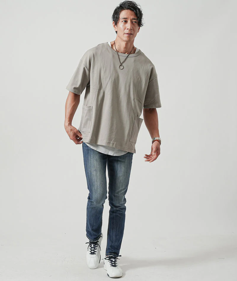 オーバーサイズ半袖クルーネックＴシャツ×ワッフル素材タンクトップ　2枚セット - Image 19