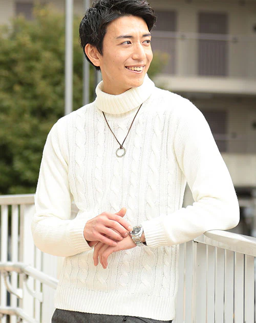 アラン編みアクリルタートルネックニット - Image 11