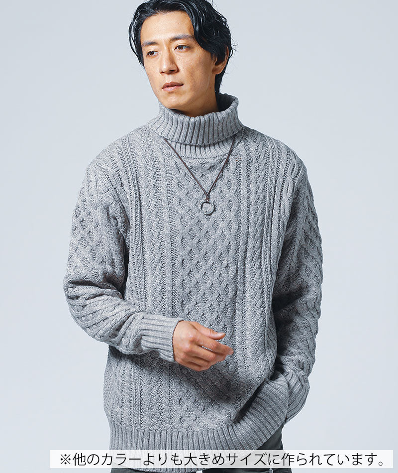 アラン編みアクリルタートルネックニット - Image 43