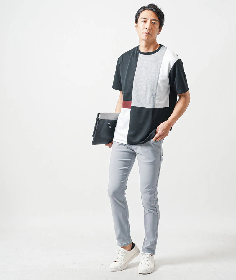 接触冷感切り替え半袖クルーネックTシャツ - Image 14