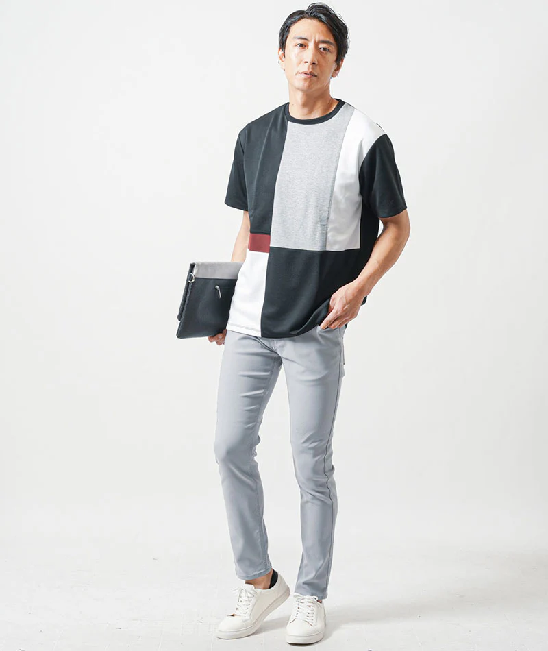 接触冷感切り替え半袖クルーネックTシャツ - Image 17