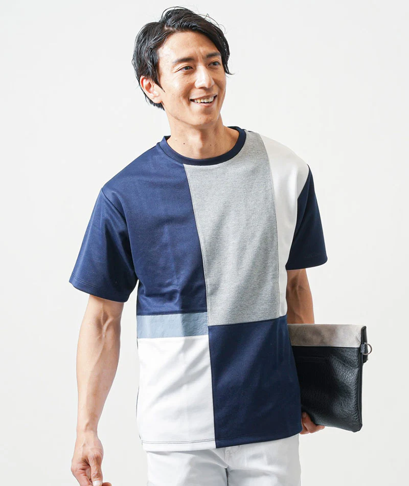 接触冷感切り替え半袖クルーネックTシャツ - Image 20