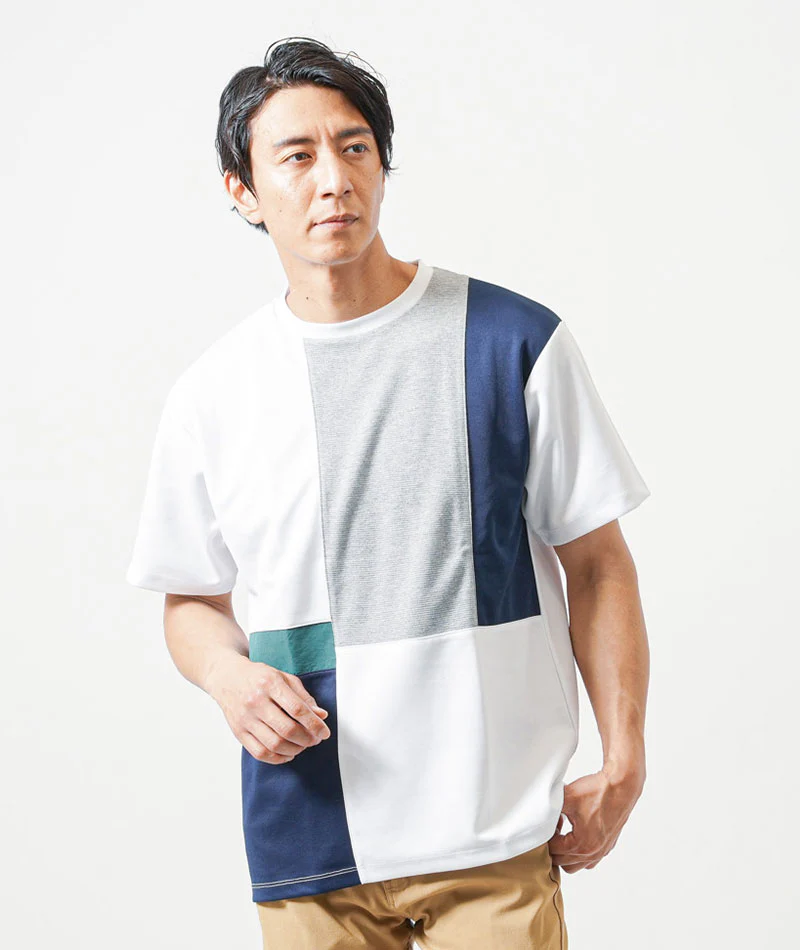 接触冷感切り替え半袖クルーネックTシャツ - Image 6