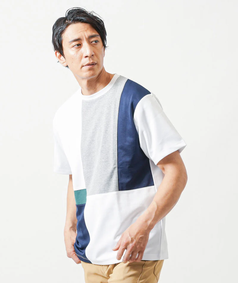 接触冷感切り替え半袖クルーネックTシャツ - Image 8