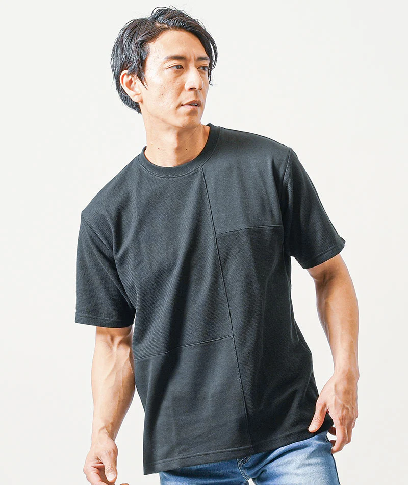 切り替えデザイン半袖クルーネックTシャツ - Image 4