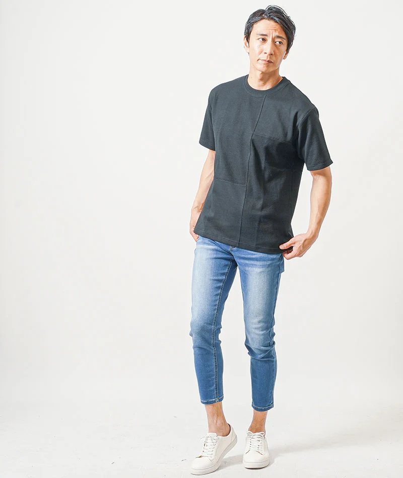 切り替えデザイン半袖クルーネックTシャツ - Image 5