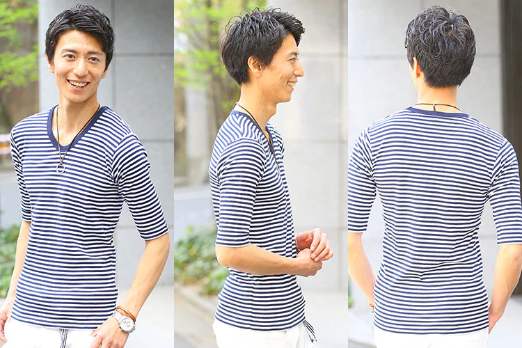 プレミアムコットンリブ付き６分袖クルーネックＴシャツ - Image 56