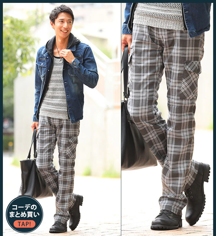 チェックデザイン美シルエットカーゴパンツ - Image 32