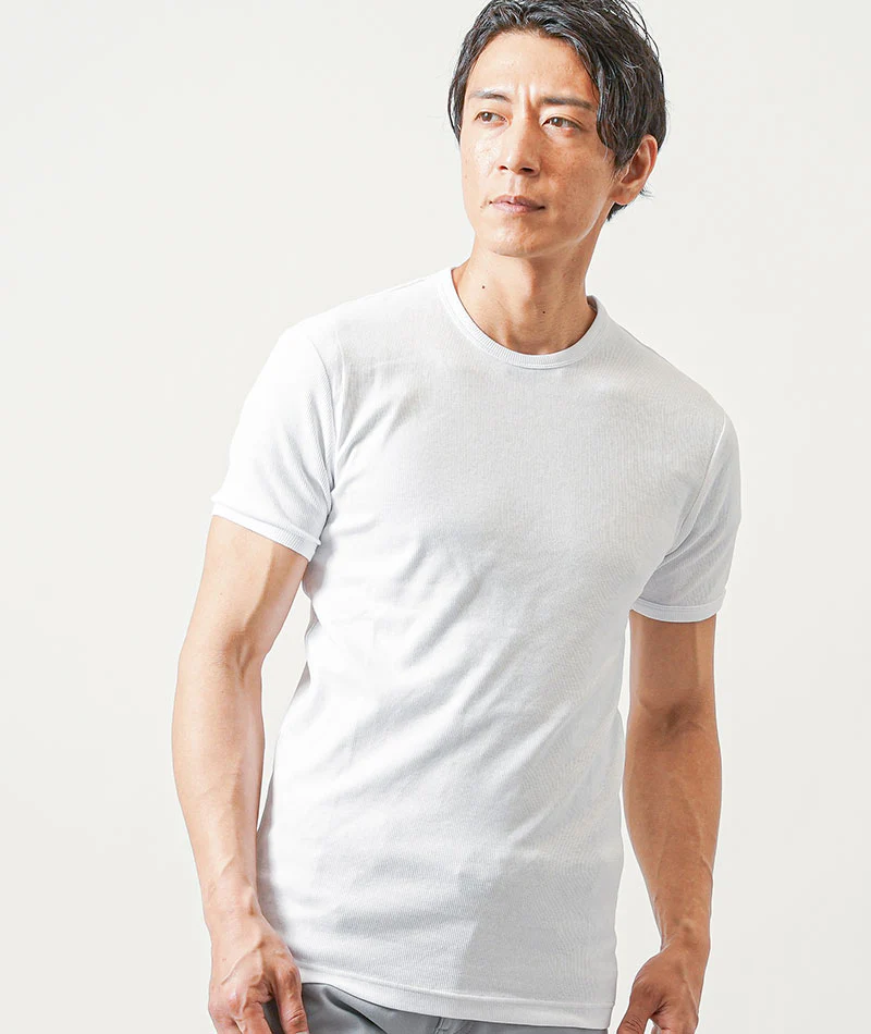 テレコ編み半袖クルーネックTシャツ　3枚セット - Image 6