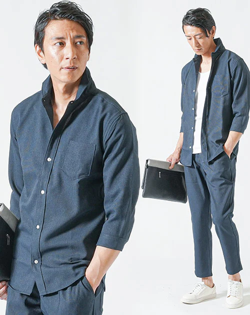 接触冷感パナマ織り7分袖シャツ×イージーパンツ　セットアップ - Image 4
