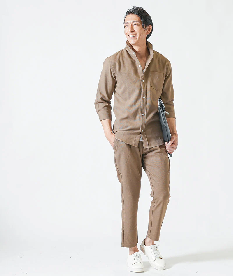 接触冷感パナマ織り7分袖シャツ×イージーパンツ　セットアップ - Image 45
