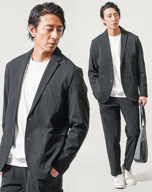 エアリーダンボール長袖テーラードジャケット×スラックスイージーパンツ　セットアップ - Image 3