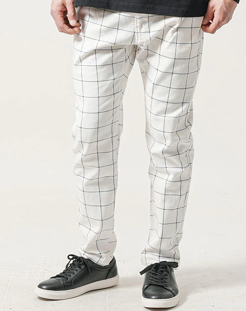チェックデザインストレッチサルエルチノパンツ - Image 5
