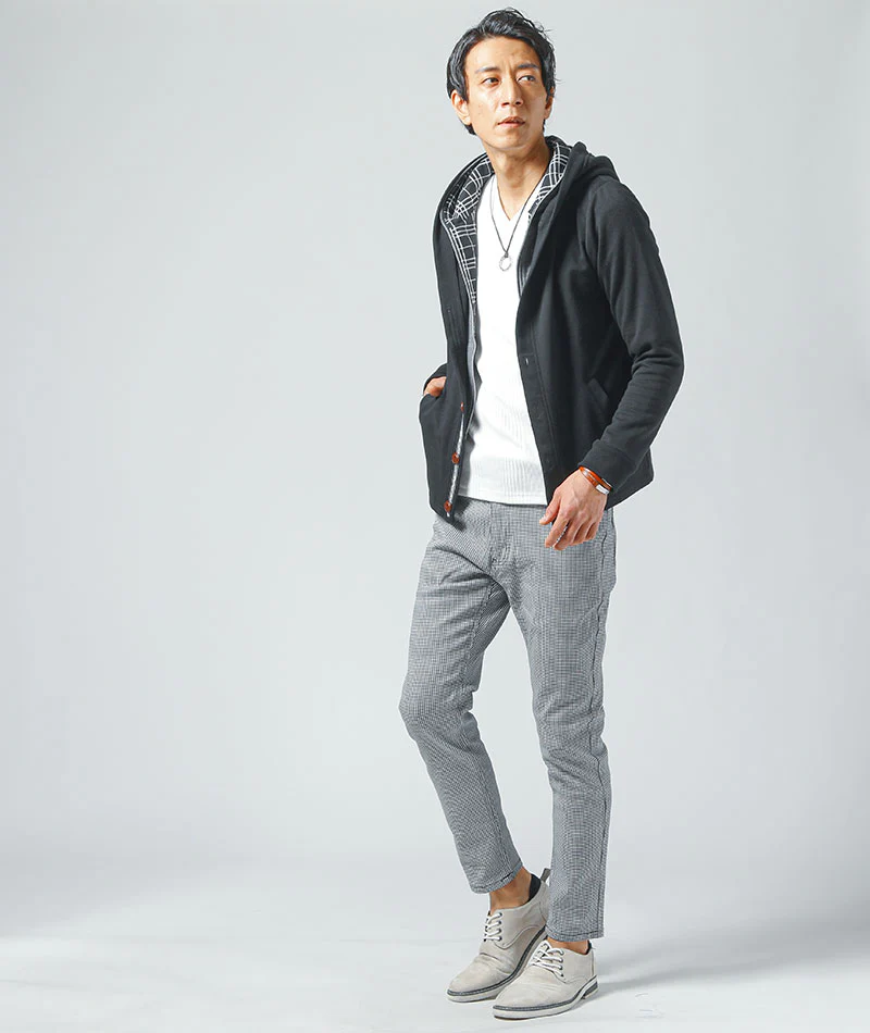 チェックデザインストレッチサルエルチノパンツ - Image 8