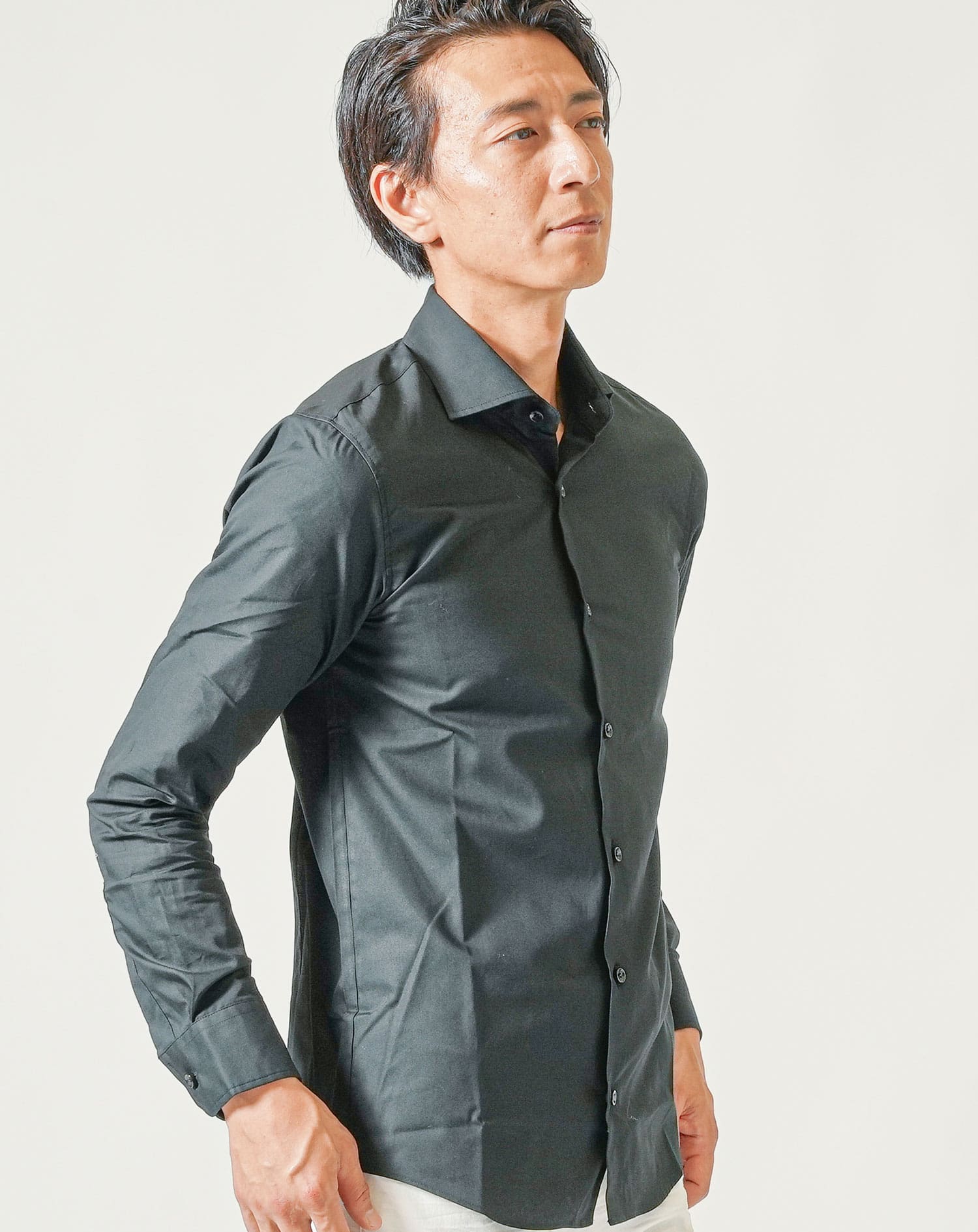 日本製スリムフィットボタンダウン長袖ブロードシャツ - Image 24