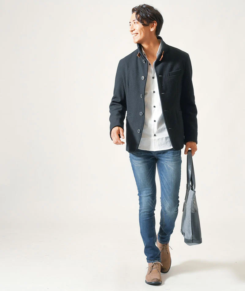日本製ホリゾンタルカラー無地・ストライプ長袖スリムフィットシャツ - Image 28