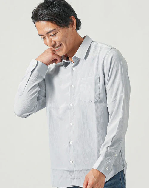 楊柳ストレッチ長袖日本製シャツ - Image 13