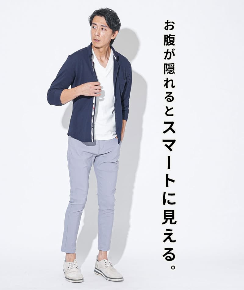 クールマックス素材前開きドライ加工前立てデザインボタンダウン7分袖シャツ - Image 12