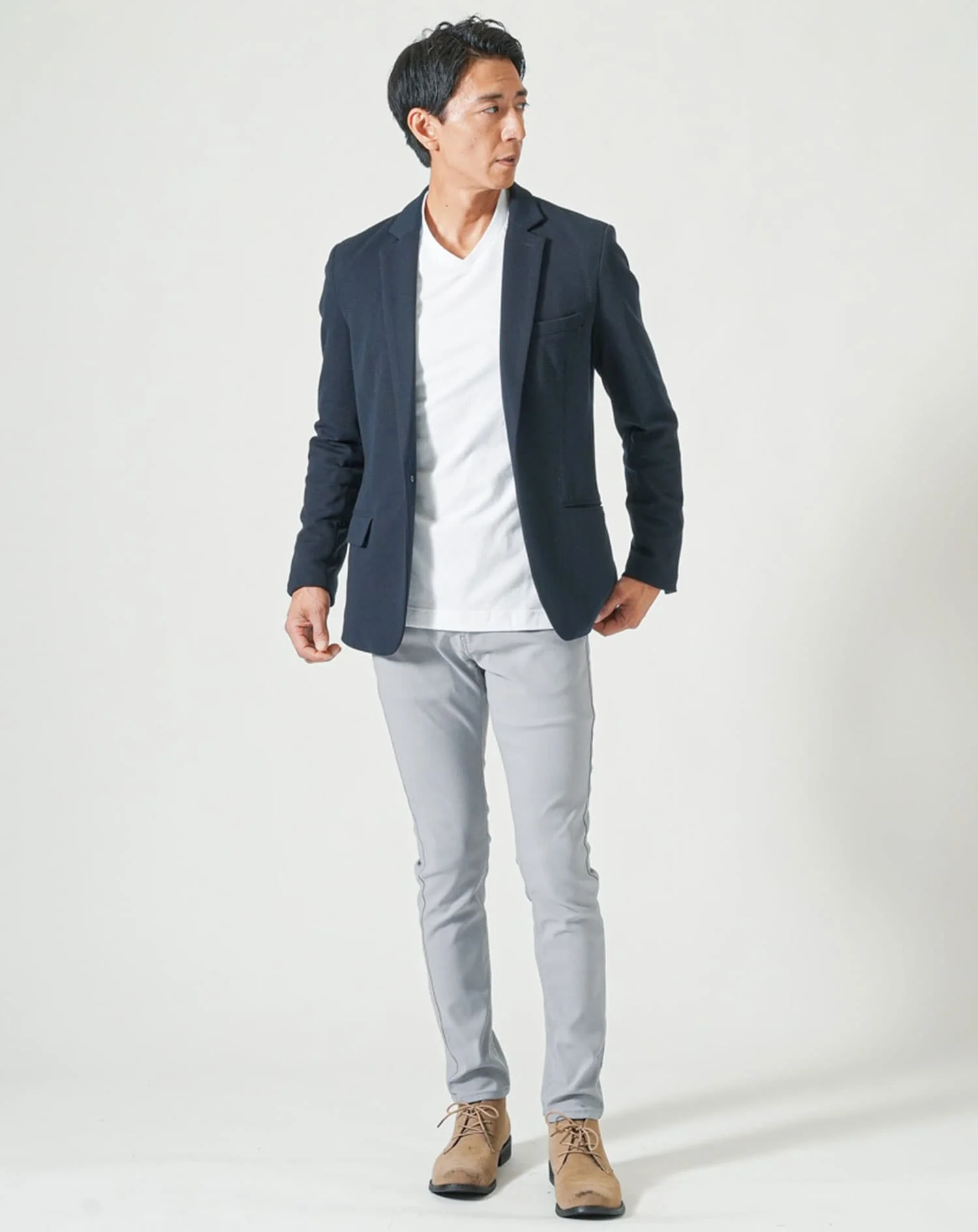サーモライトうっすらアーガイルVネック長袖Tシャツ - Image 12