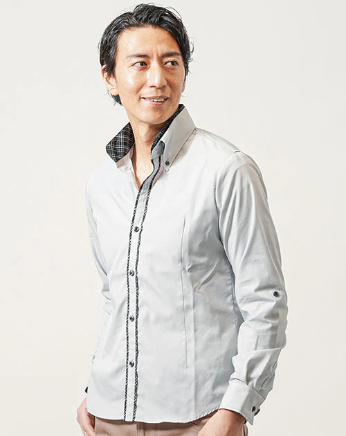 着丈短め２枚襟前立てデザイン美シルエットショート丈シャツ - Image 35