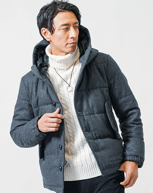 ウール混フード付きプレミアムダウンジャケット - Image 20