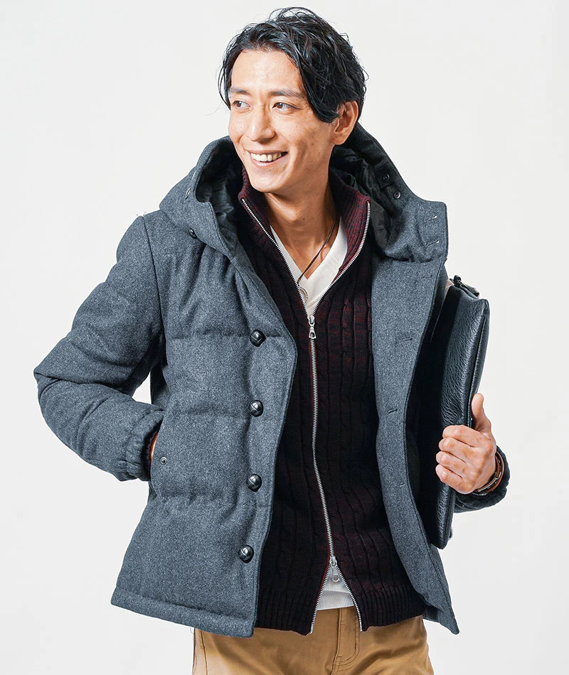 ウール混フード付きプレミアムダウンジャケット - Image 38