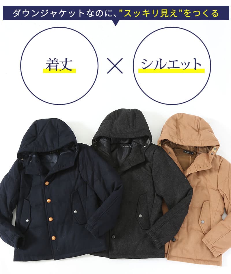 ウール混フード付きプレミアムダウンジャケット - Image 6