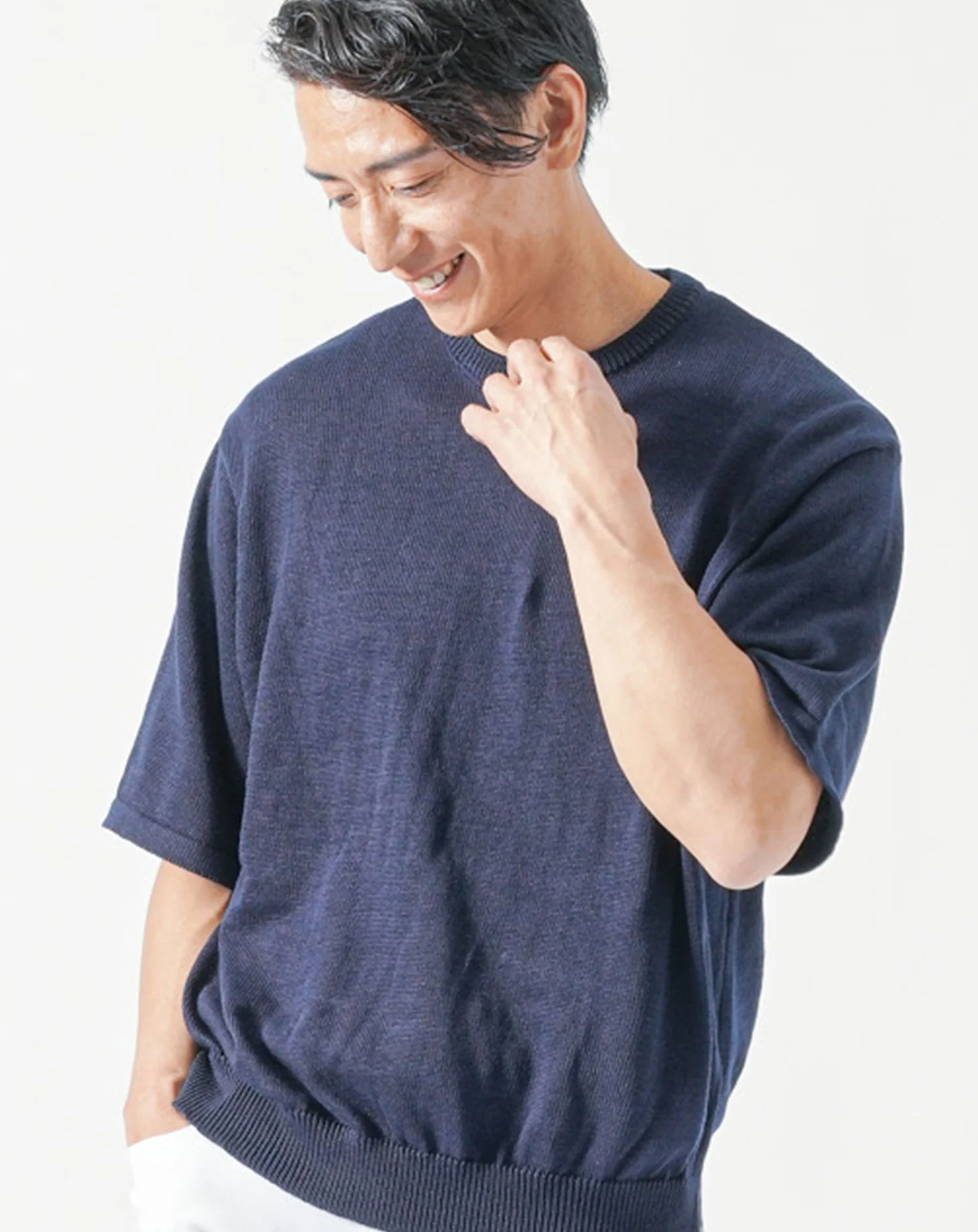 接触冷感オーバーサイズ半袖サマーニットTシャツ - Image 11