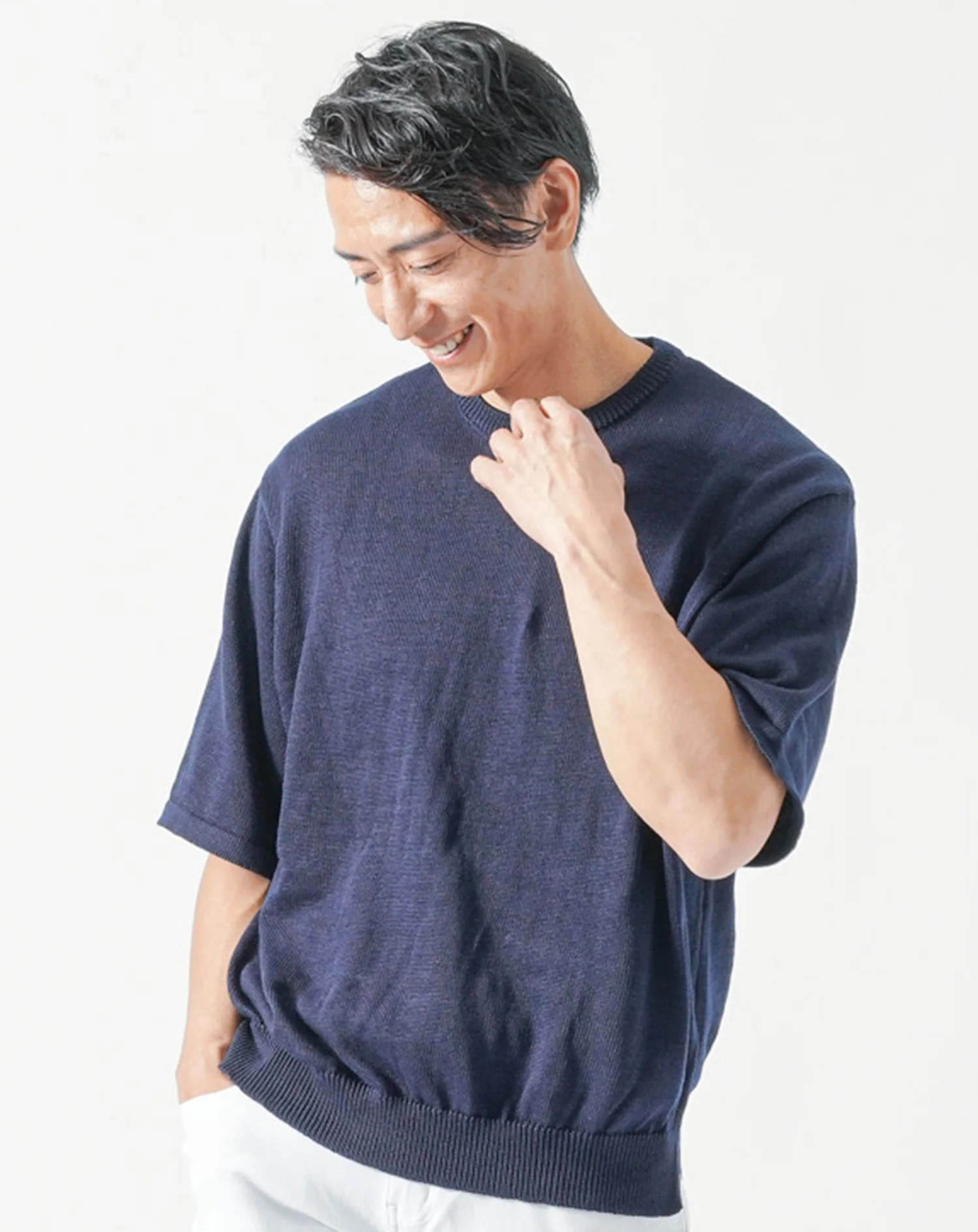 接触冷感オーバーサイズ半袖サマーニットTシャツ - Image 18