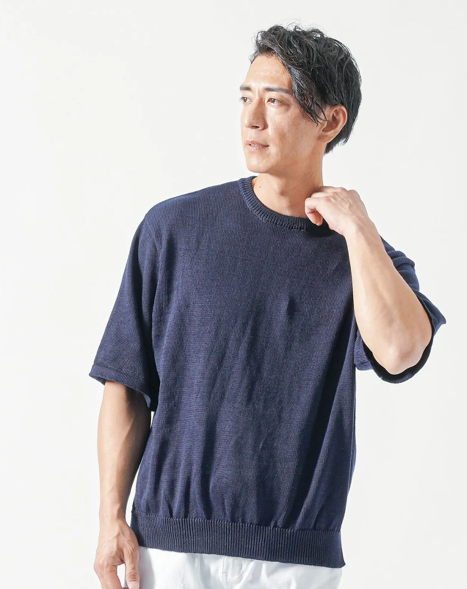 接触冷感オーバーサイズ半袖サマーニットTシャツ - Image 20