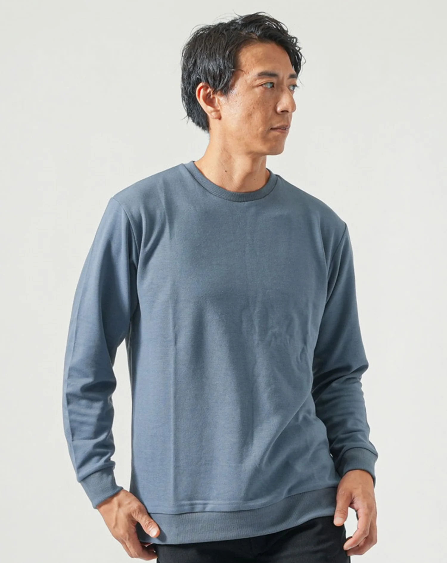 ダンボールニット素材長袖クルーネックトレーナー - Image 4