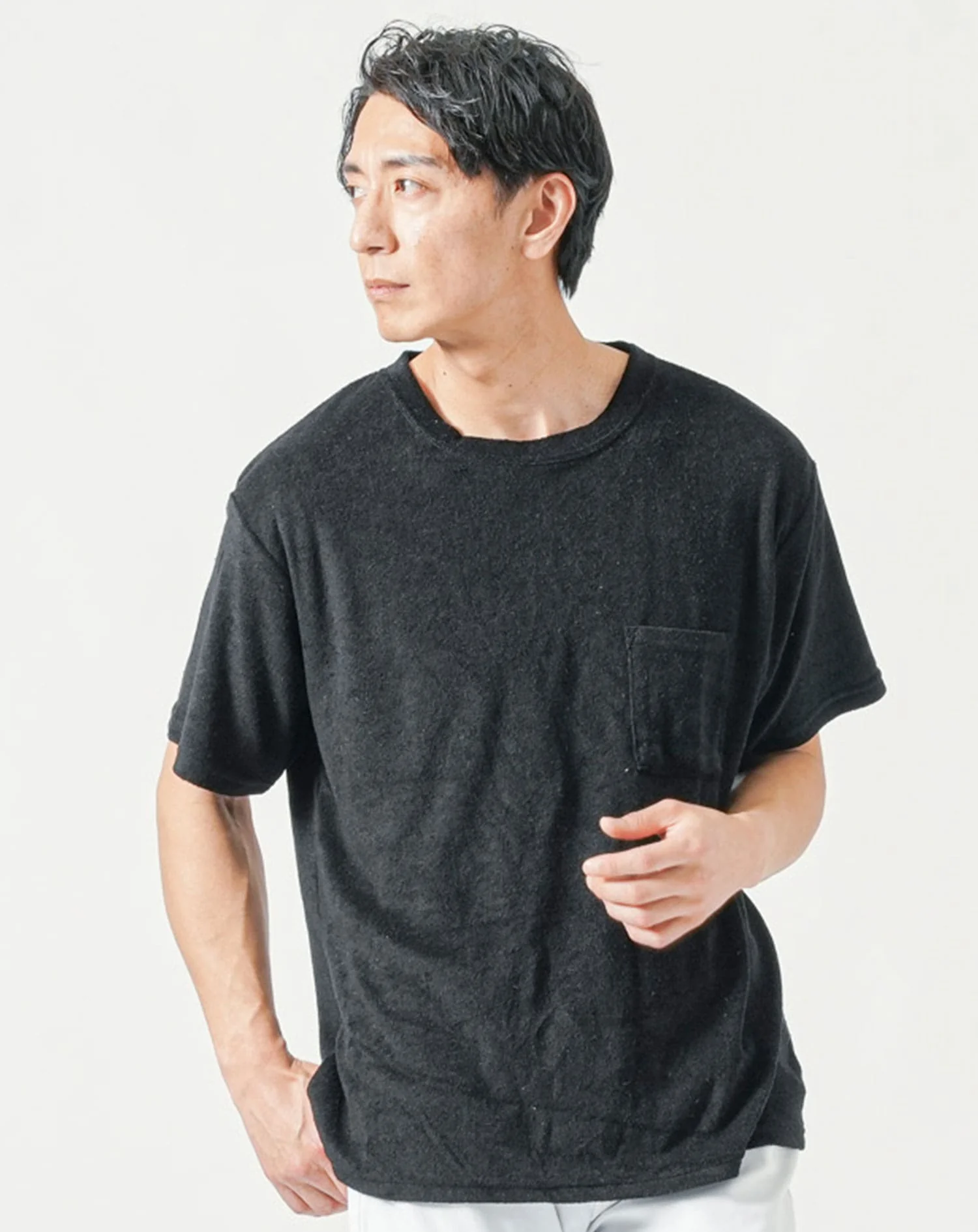 涼しい接触冷感パイル素材半袖クルーネックＴシャツ - Image 13