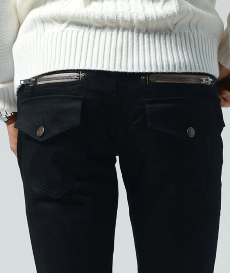 バックジップデザインスキニーテーパードストレッチチノパンツ - Image 16
