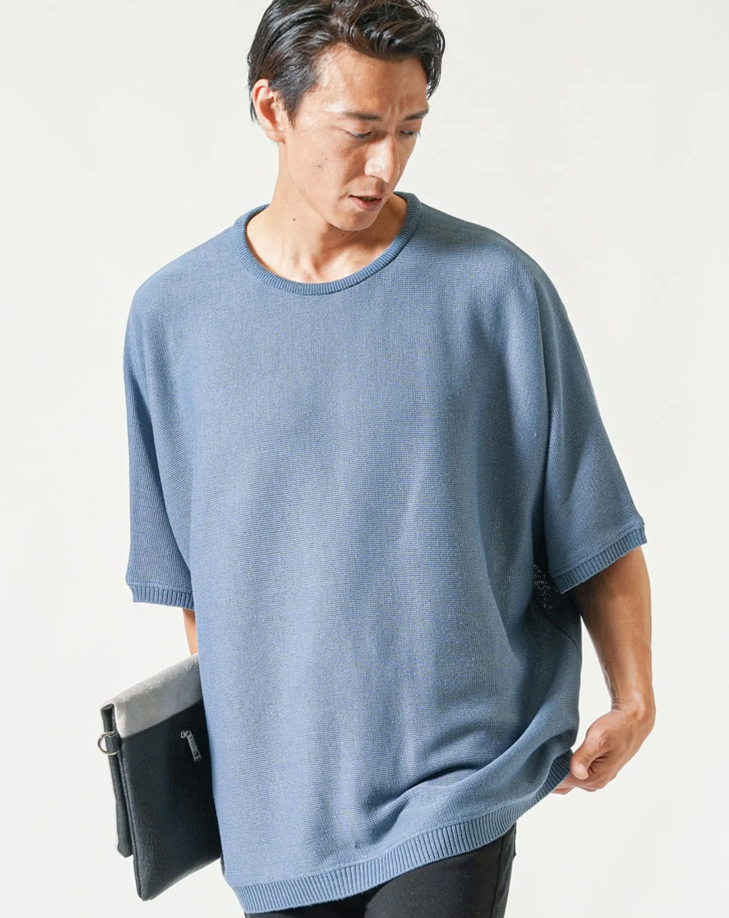 ドルマンスリーブオーバーサイズ半袖クルーネックサマーニットＴシャツ - Image 11