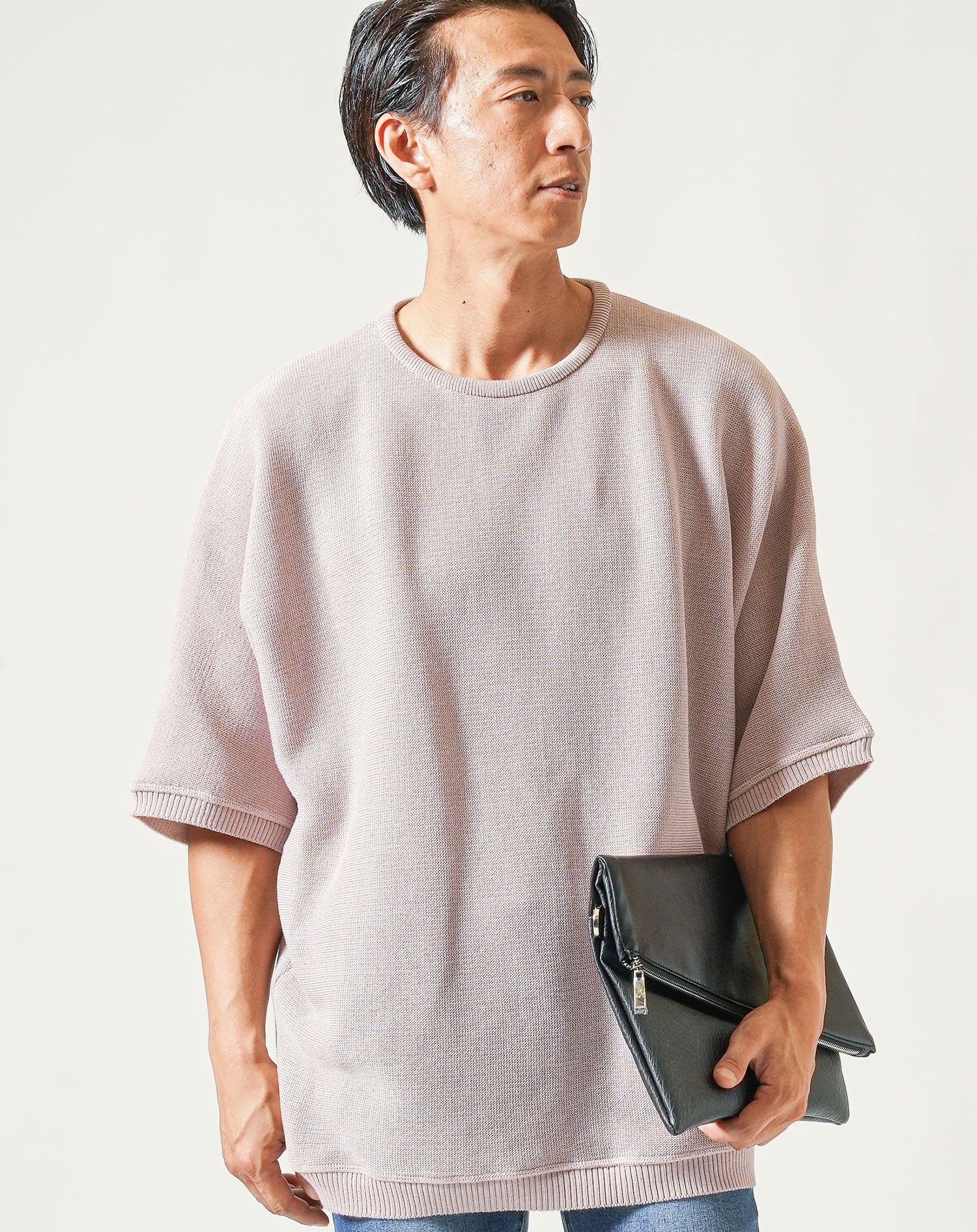 ドルマンスリーブオーバーサイズ半袖クルーネックサマーニットＴシャツ - Image 13