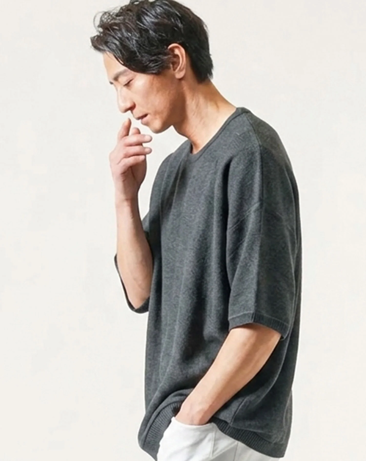 ドルマンスリーブオーバーサイズ半袖クルーネックサマーニットＴシャツ - Image 18