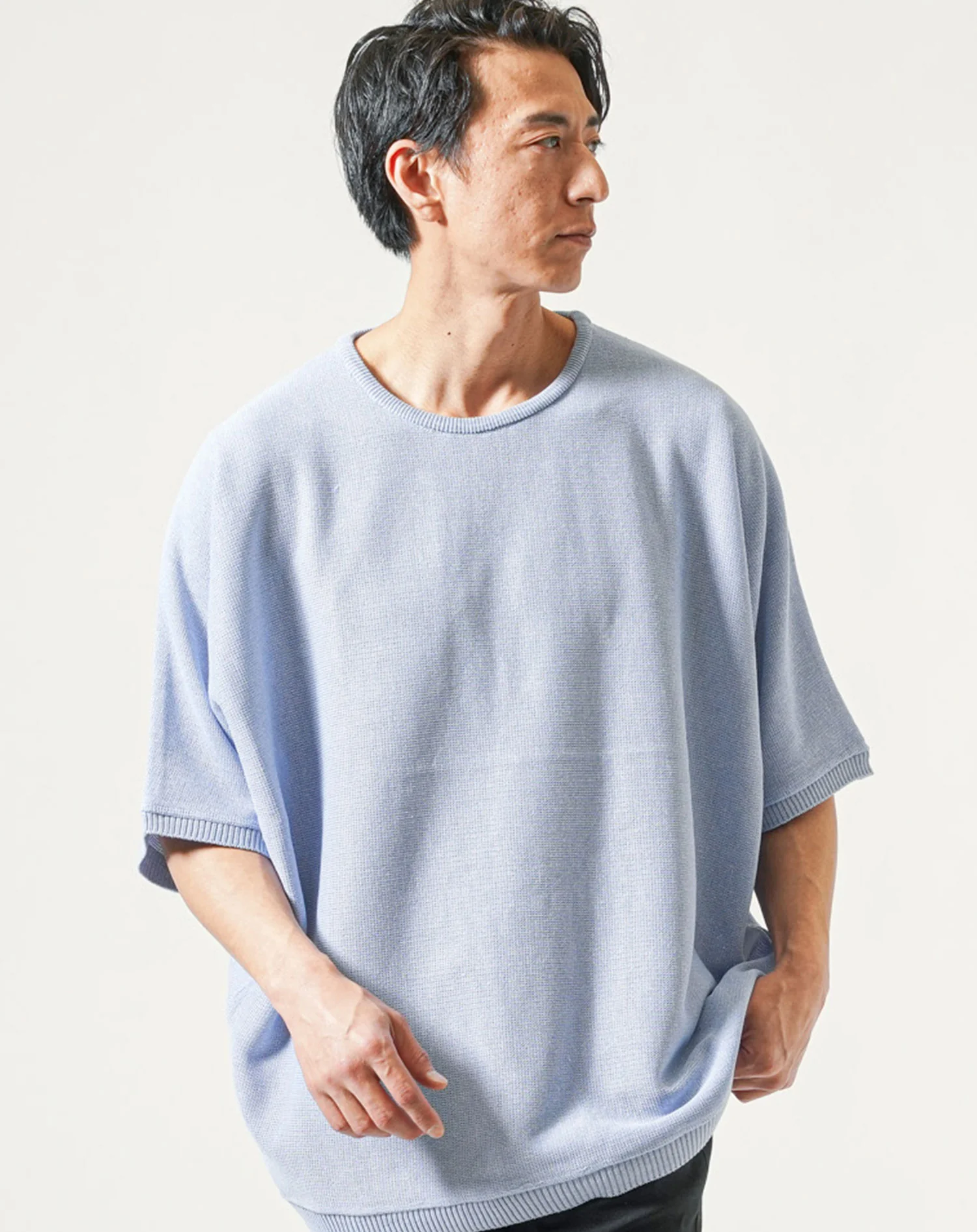 ドルマンスリーブオーバーサイズ半袖クルーネックサマーニットＴシャツ - Image 19
