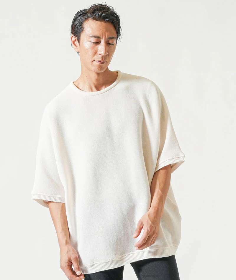 ドルマンスリーブオーバーサイズ半袖クルーネックサマーニットＴシャツ - Image 22