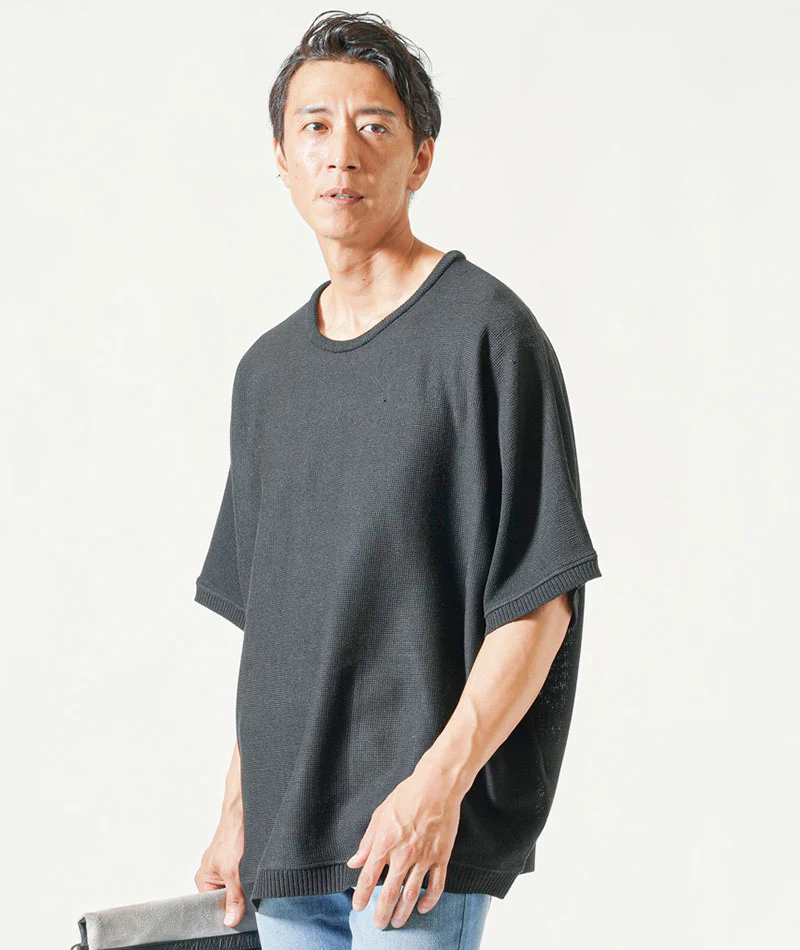 ドルマンスリーブオーバーサイズ半袖クルーネックサマーニットＴシャツ - Image 27