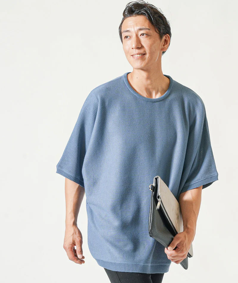 ドルマンスリーブオーバーサイズ半袖クルーネックサマーニットＴシャツ - Image 35