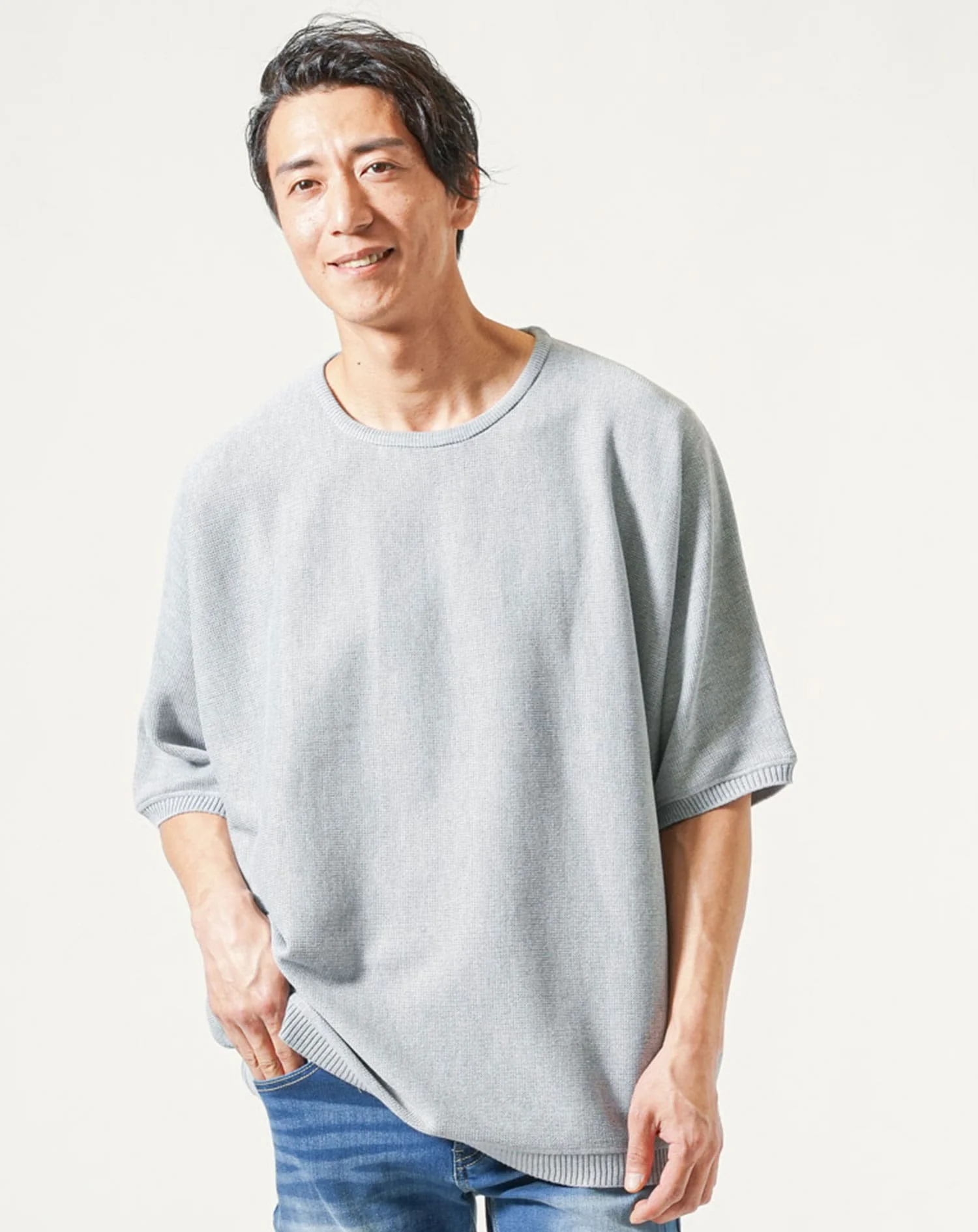 ドルマンスリーブオーバーサイズ半袖クルーネックサマーニットＴシャツ - Image 40