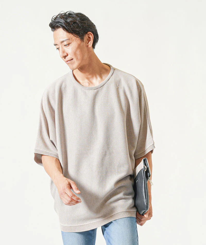 ドルマンスリーブオーバーサイズ半袖クルーネックサマーニットＴシャツ - Image 49