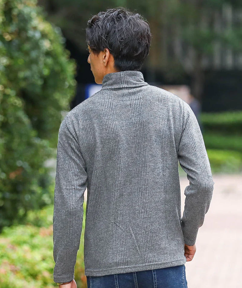 起毛グレンチェックデザインタートルネックＴシャツ - Image 16