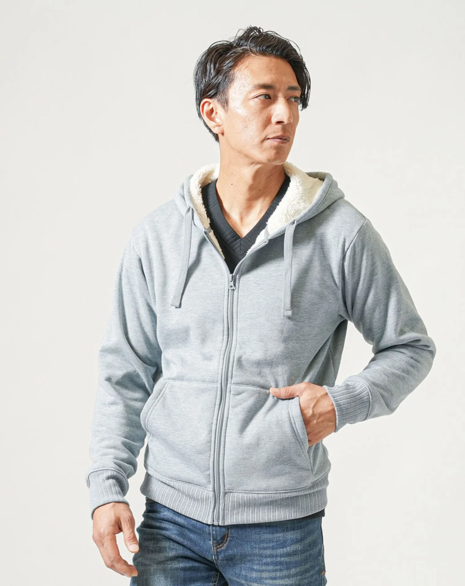 裏ボア素材ジップアップ長袖パーカー - Image 17