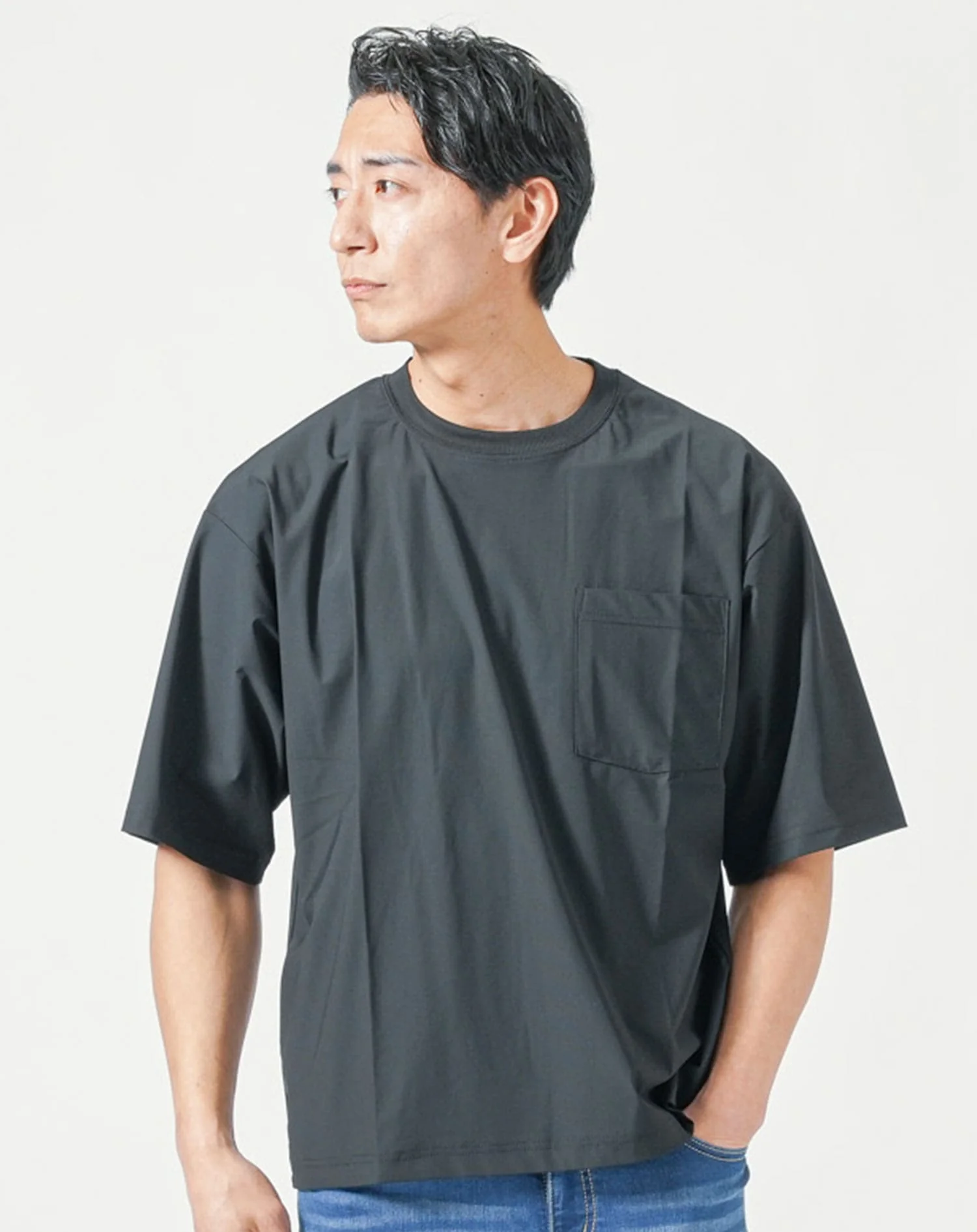 涼しい接触冷感オーバーサイズ半袖クルーネックTシャツ - Image 23