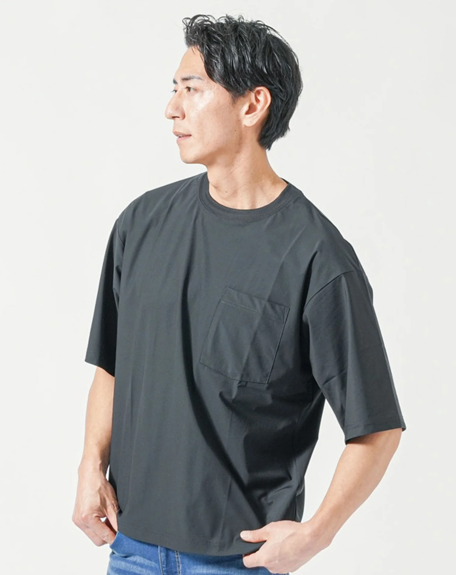 涼しい接触冷感オーバーサイズ半袖クルーネックTシャツ - Image 25