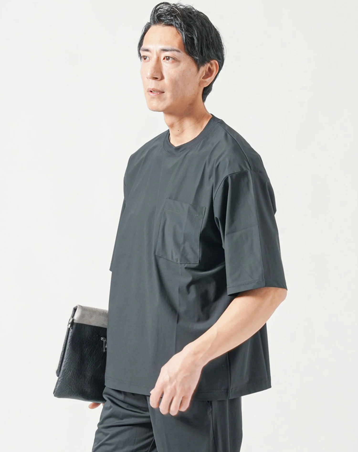 夏服セットアップ　涼しい接触冷感オーバーサイズ半袖Tシャツ×テーパードイージーパンツ - Image 17