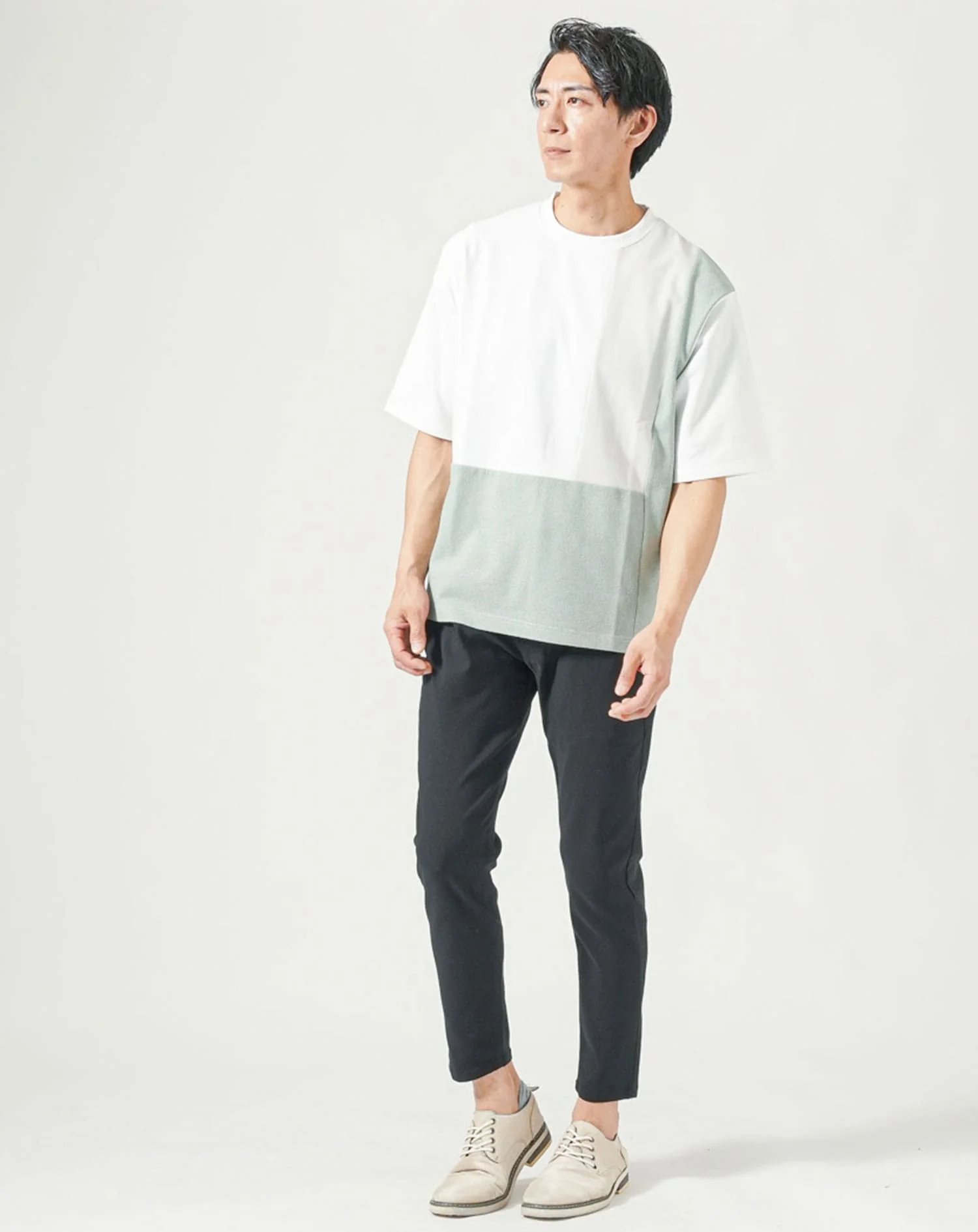 前身頃切り替え半袖クルーネックTシャツ - Image 4