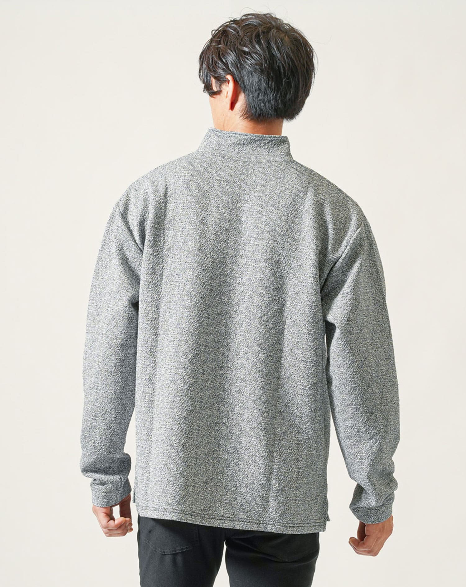 杢メランジハーフジップ長袖ポロシャツ - Image 6
