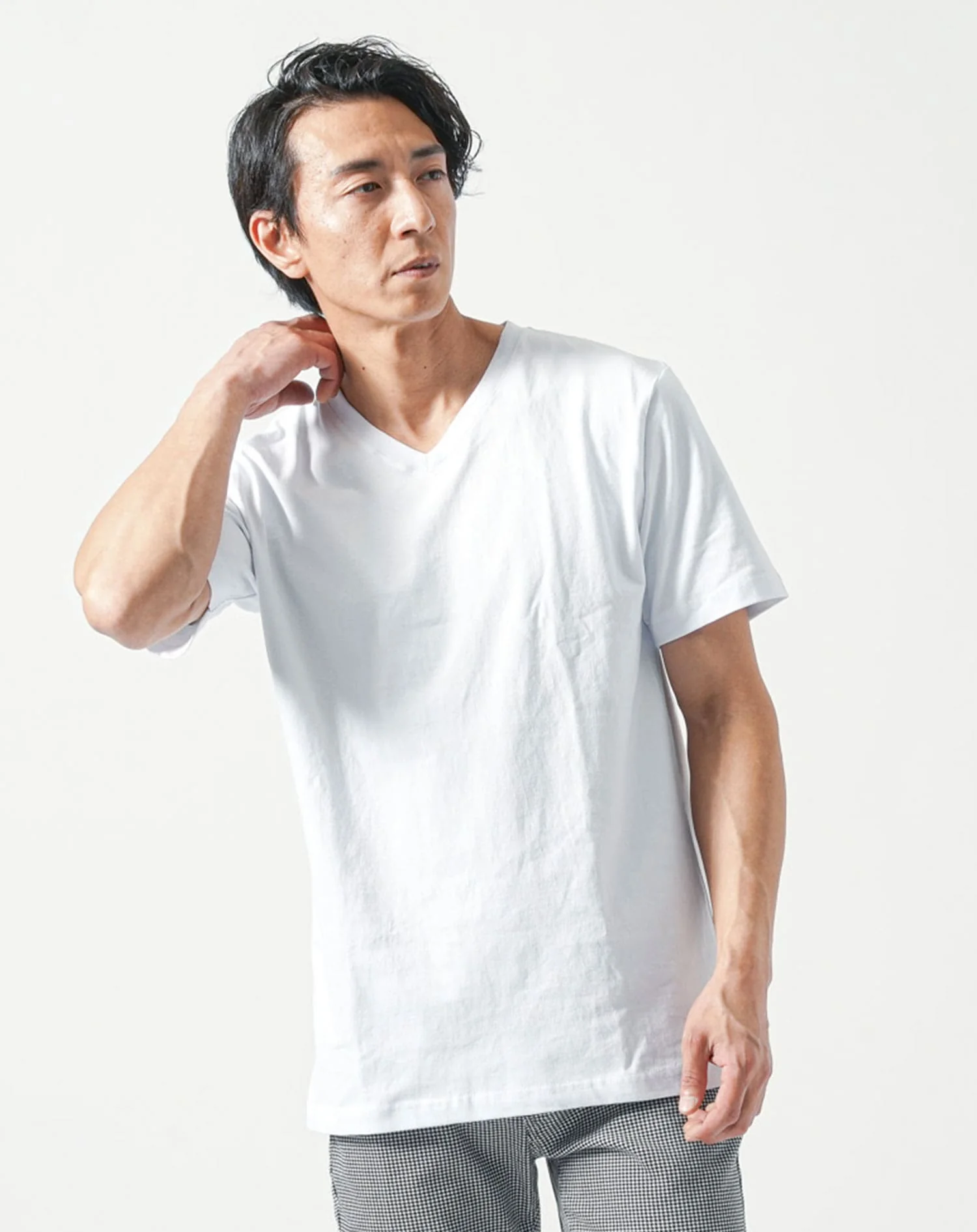 厚手生地Vネック・クルーネック半袖無地Tシャツ - Image 17